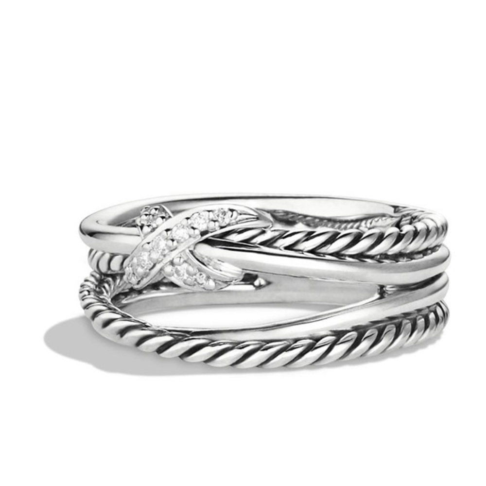 David Yurman X Crossover Ring with Diamonds Silver